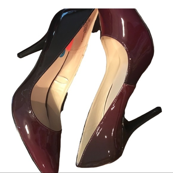 Nine West burgundy Ombre glossy Patent Leather stiletto‎ pump heels Size 10 new - Picture 10 of 12